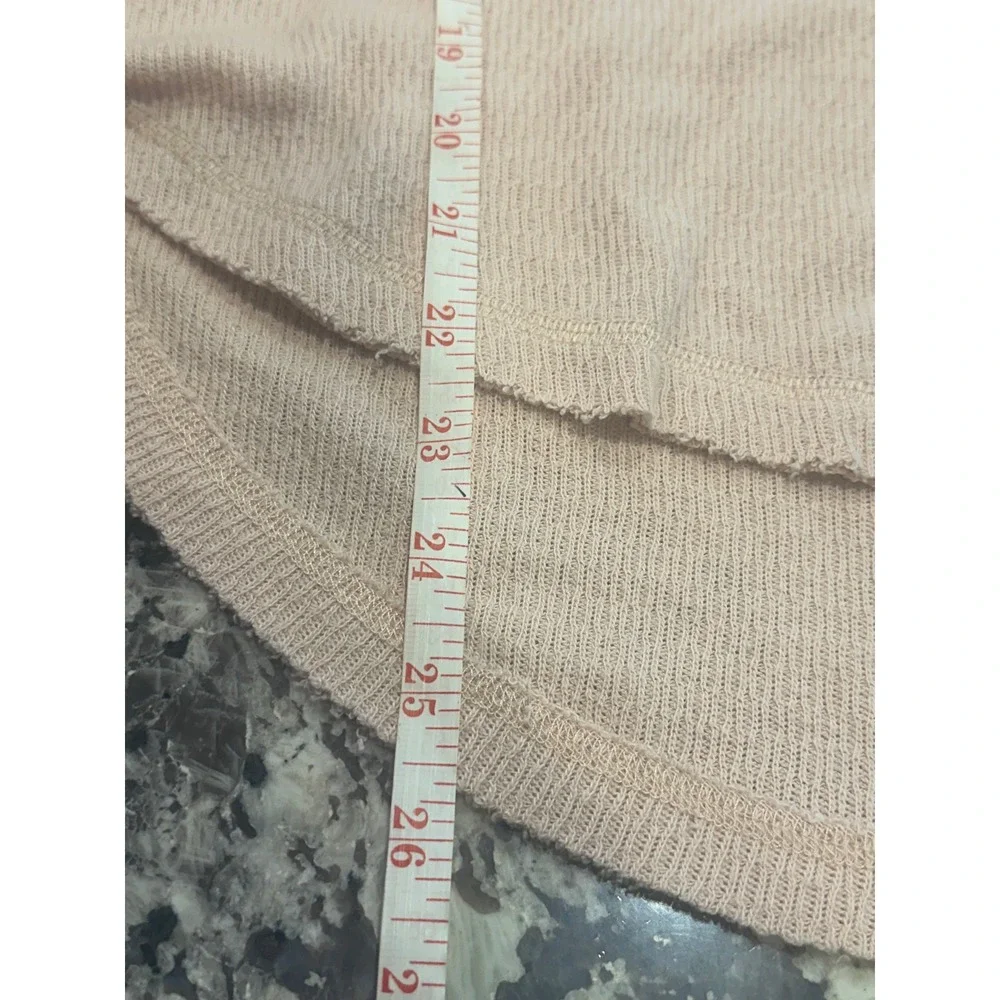 Free People We The Free Pink Waffle Knit Henley Thermal Top Medium boho